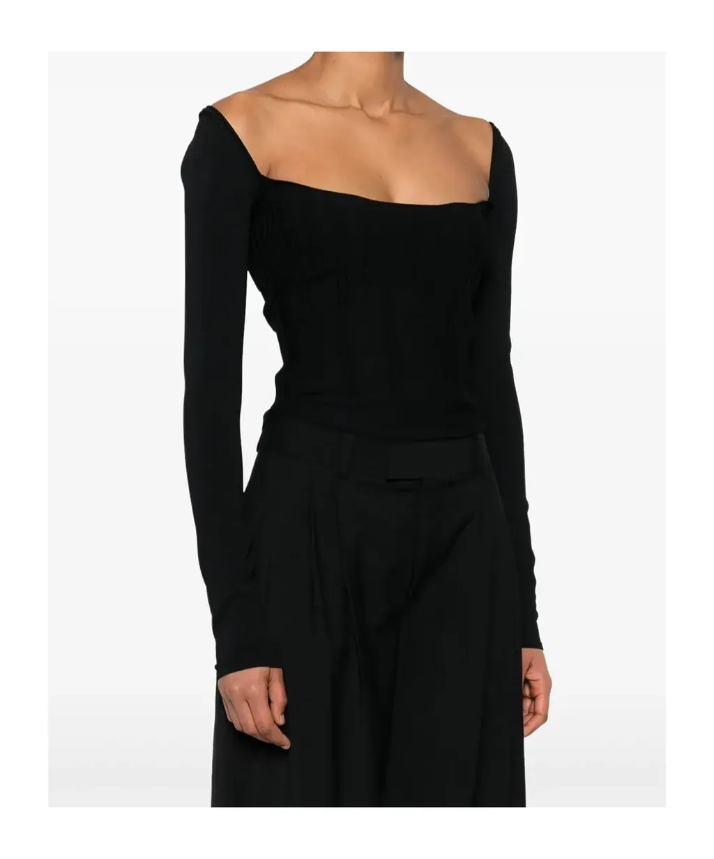 Mugler Boning Detailed Sqaure Neck Jumper