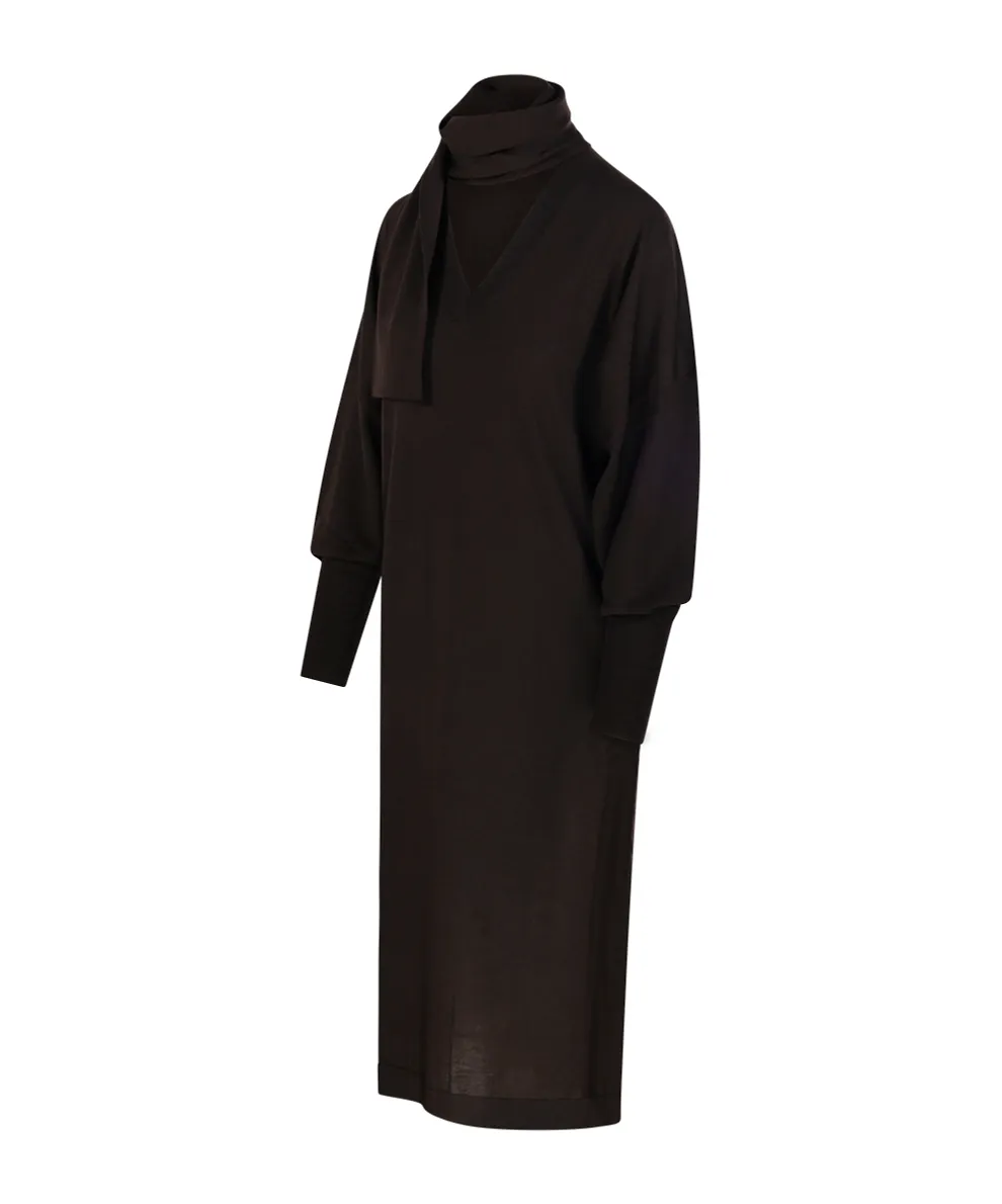 V-Neck Balloon-Sleeve Dress
