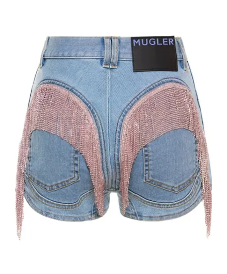 Ruffle-Trimmed Denim Shorts
