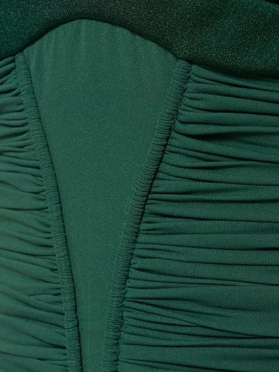 Ruched Sheer Jersey Crossed Mini Dress