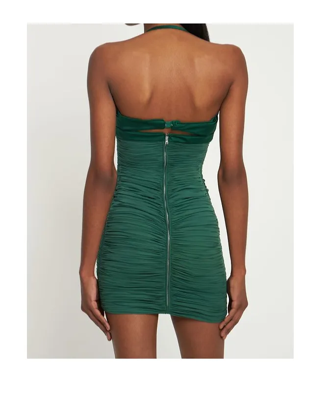 Ruched Sheer Jersey Crossed Mini Dress
