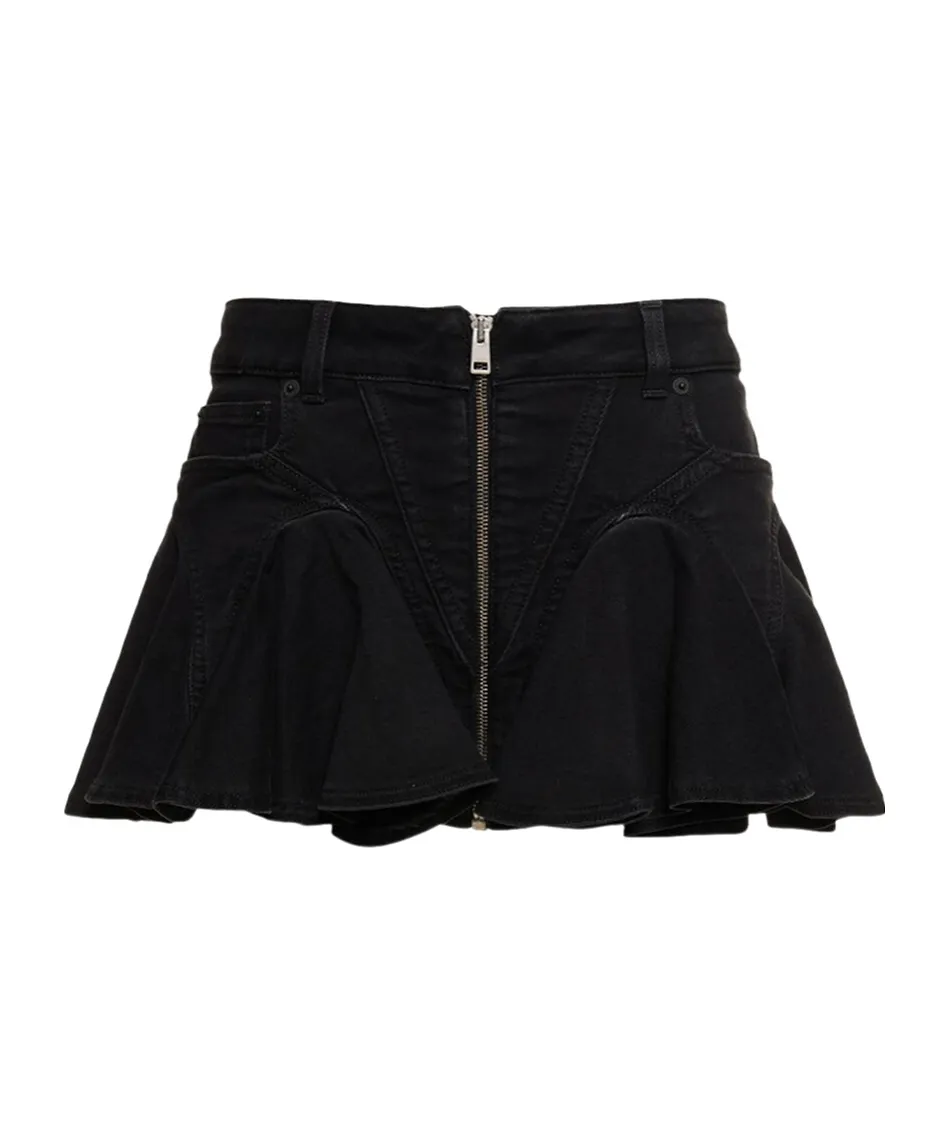Ruffled Denim Mini Skirt