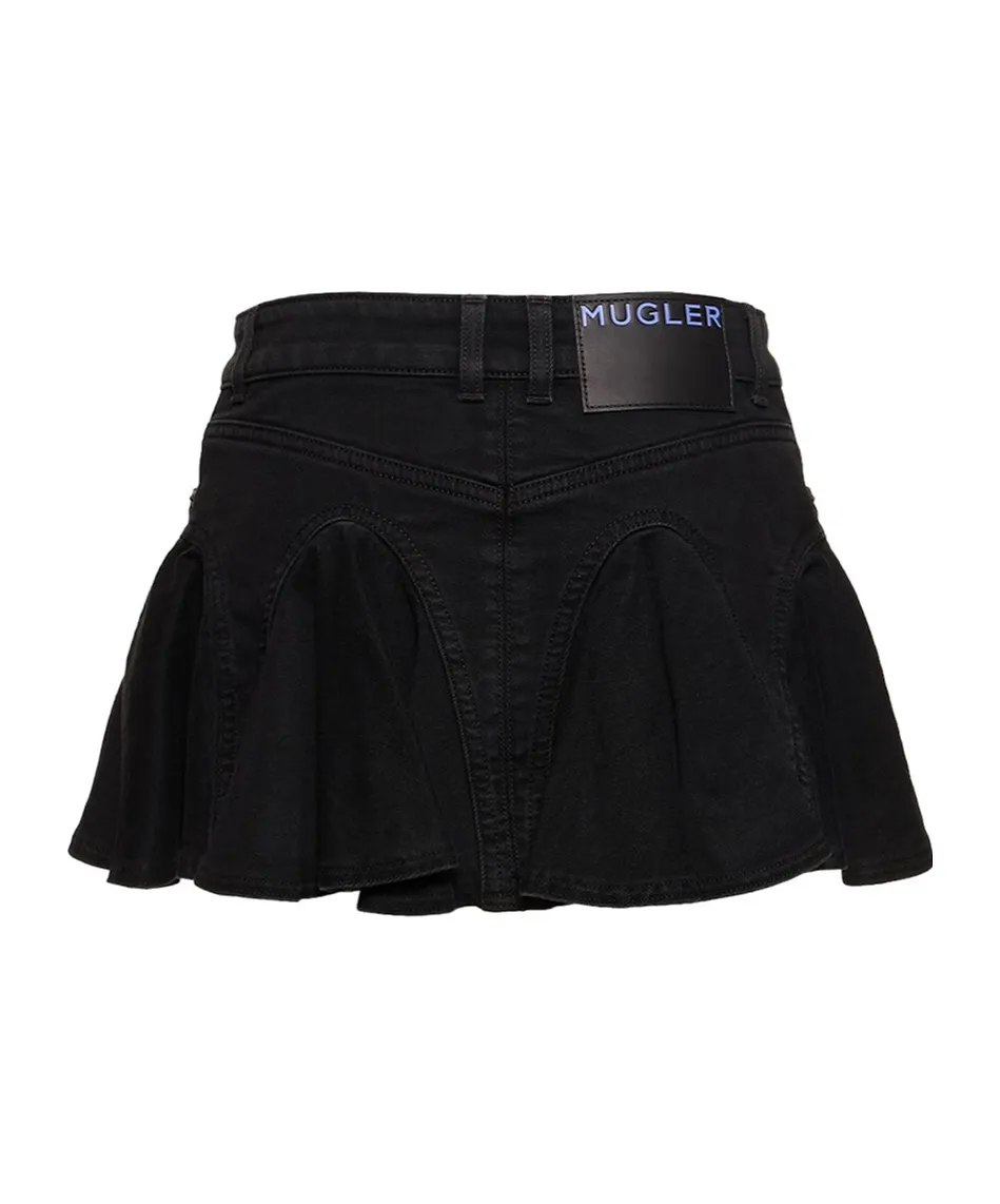 Ruffled Denim Mini Skirt