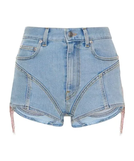 Ruffle-Trimmed Denim Shorts