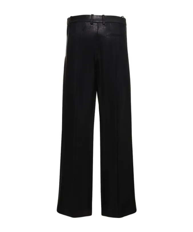 Shiny Wool Slouch Pants