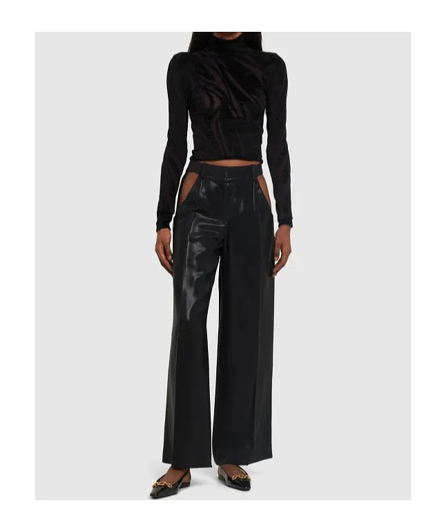 Shiny Wool Slouch Pants