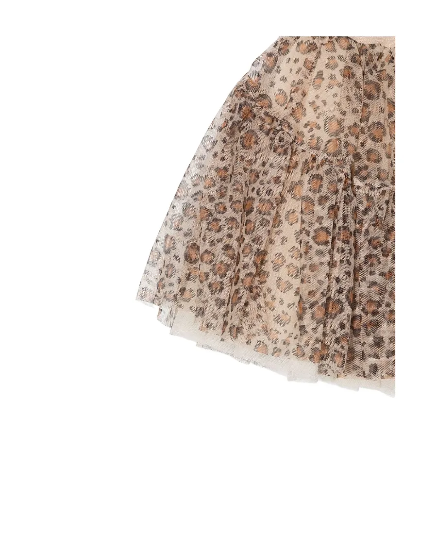 Monnalisa Logo Waistband Leopard Pattern Skirt
