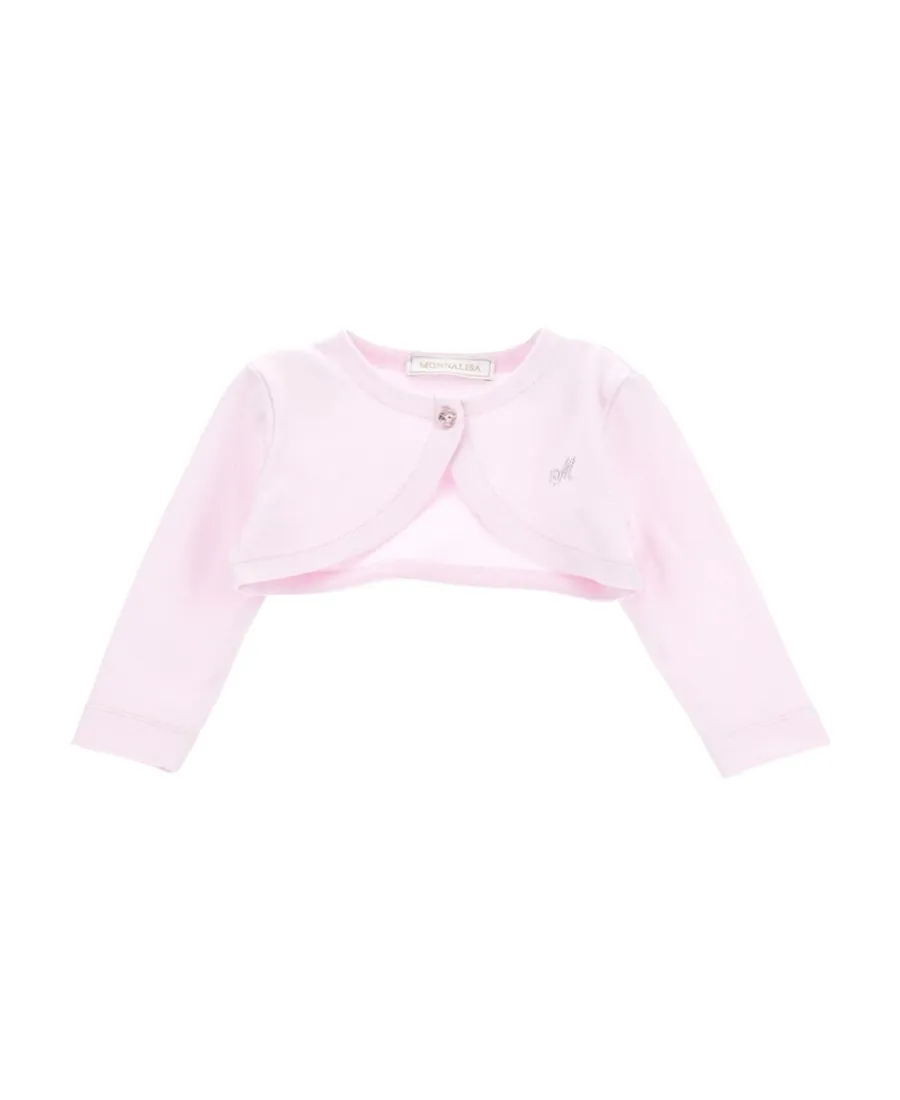 Rhinestone-Logo Cropped Cardigan