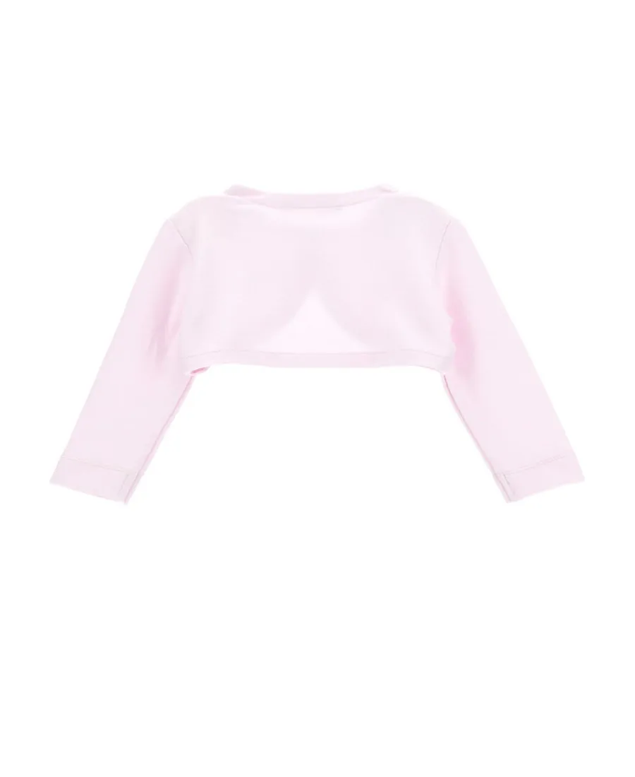 Rhinestone-Logo Cropped Cardigan