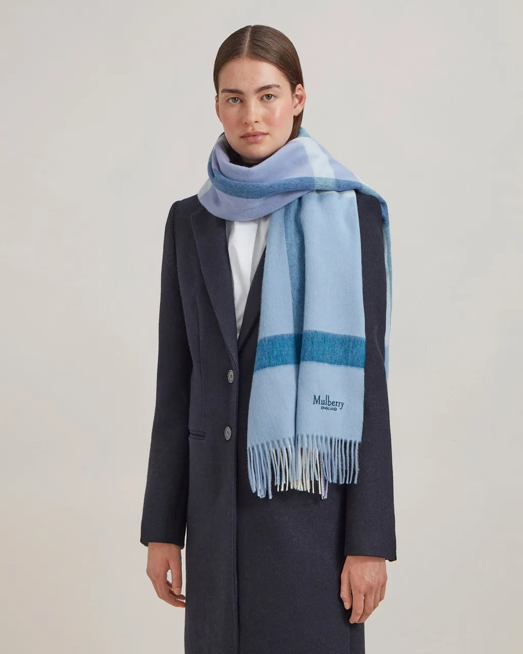 Large Plaid Wool Scarf