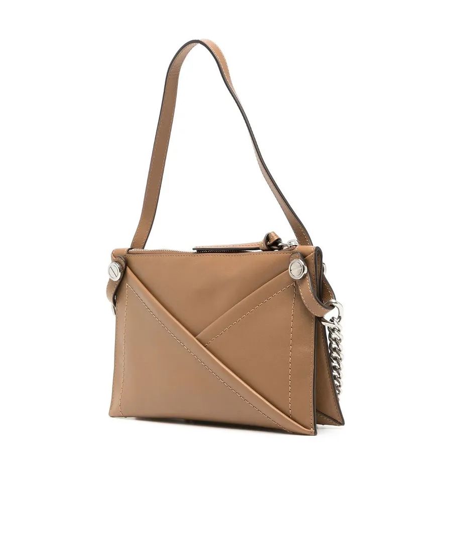 M Zipped Leather Shoulder Bag