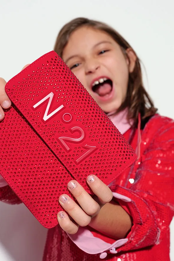 N°21 Kids Logo Embossed Embellished Shoulder Bag