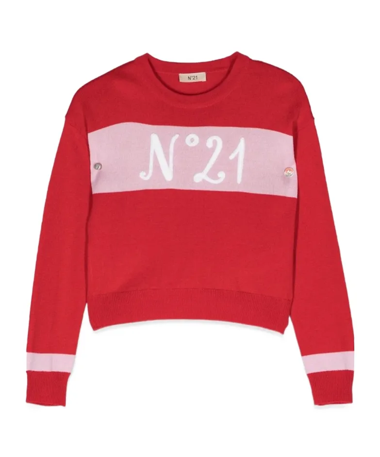 N°21 Kids Logo Embroidered Knitted Jumper