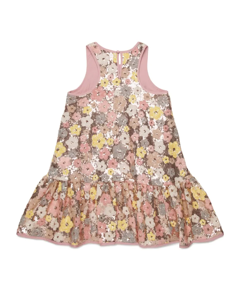 N°21 Kids Sequin Floral Sleeveless Dress