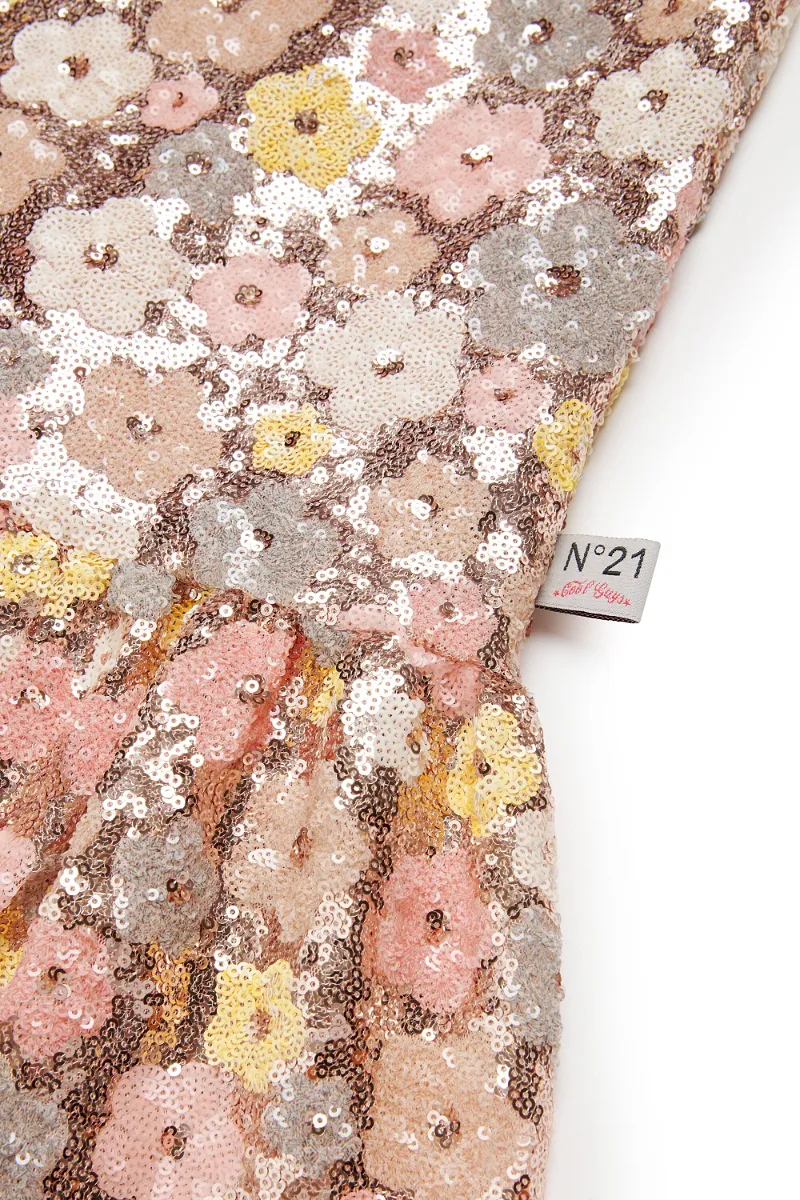 N°21 Kids Sequin Floral Sleeveless Dress