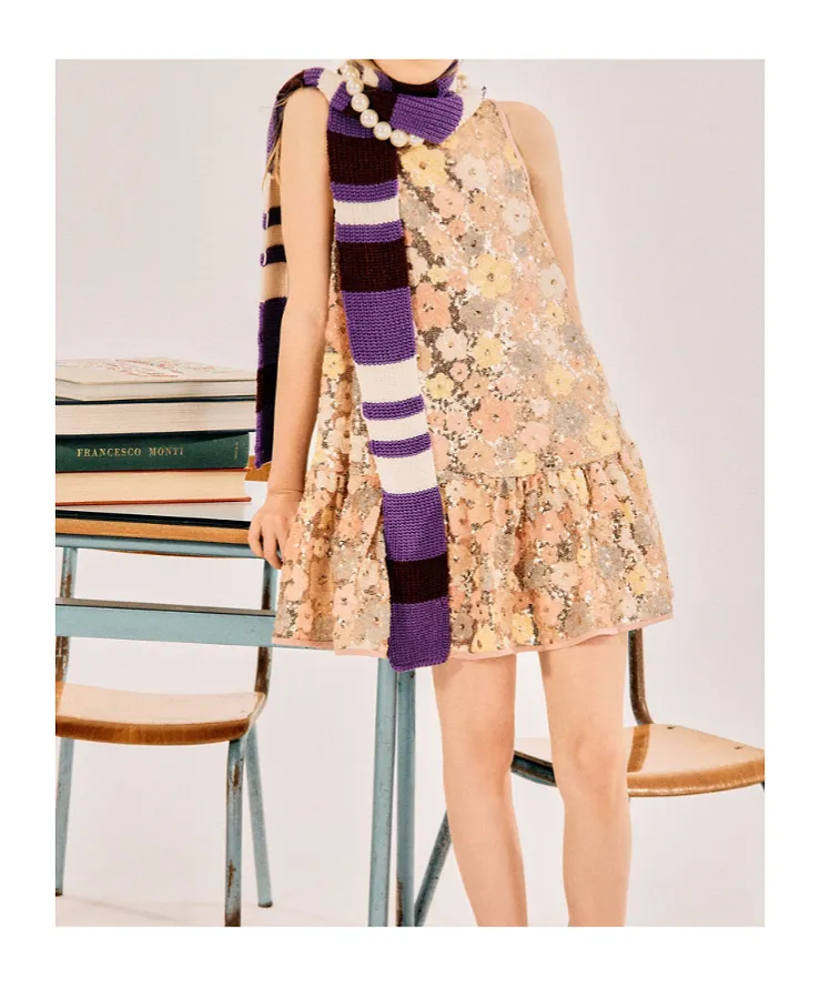 N°21 Kids Sequin Floral Sleeveless Dress