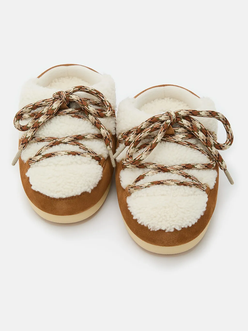 Shearling-Trim Lace-Up Sandals
