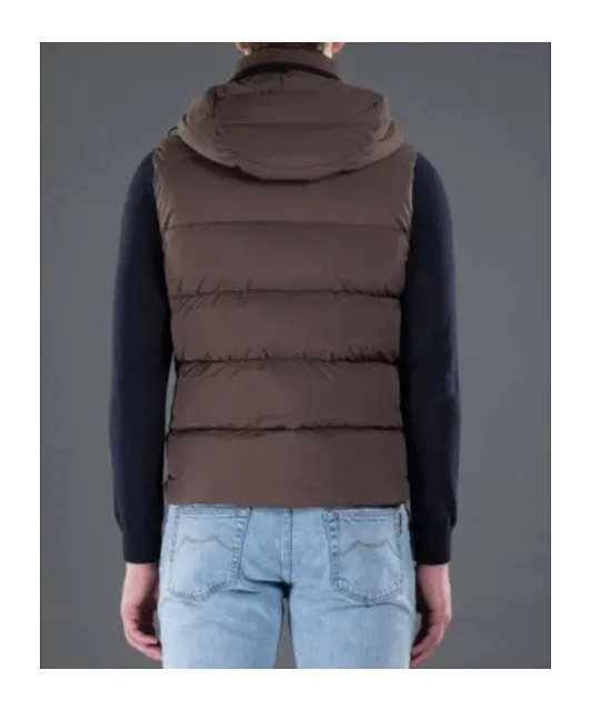 Detachable-Hood Quilted Zip-Up Gilet