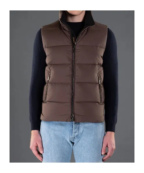 Detachable-Hood Quilted Zip-Up Gilet