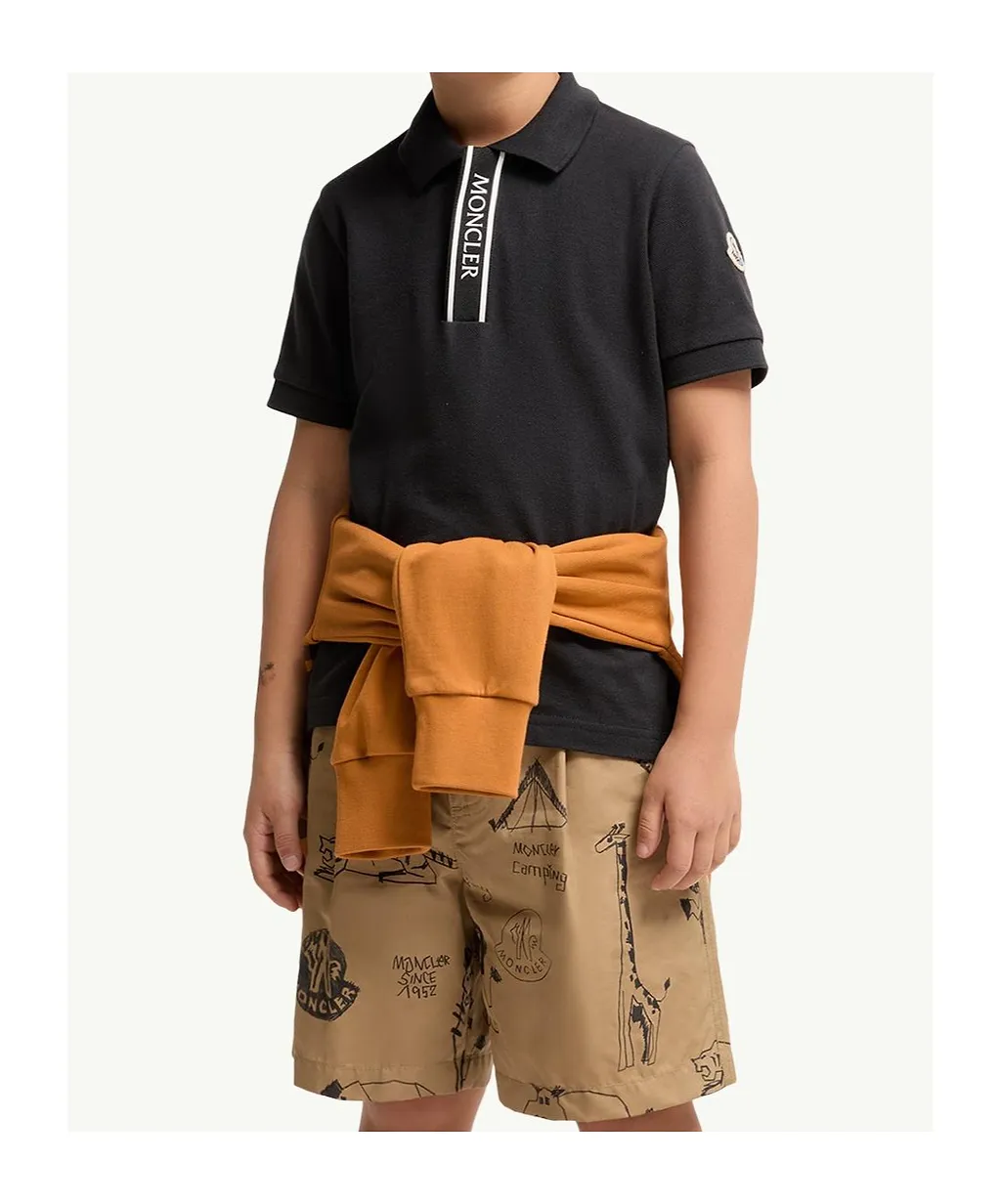 Moncler Enfant Logo-Trimmed Short-Sleeved Polo Shirt