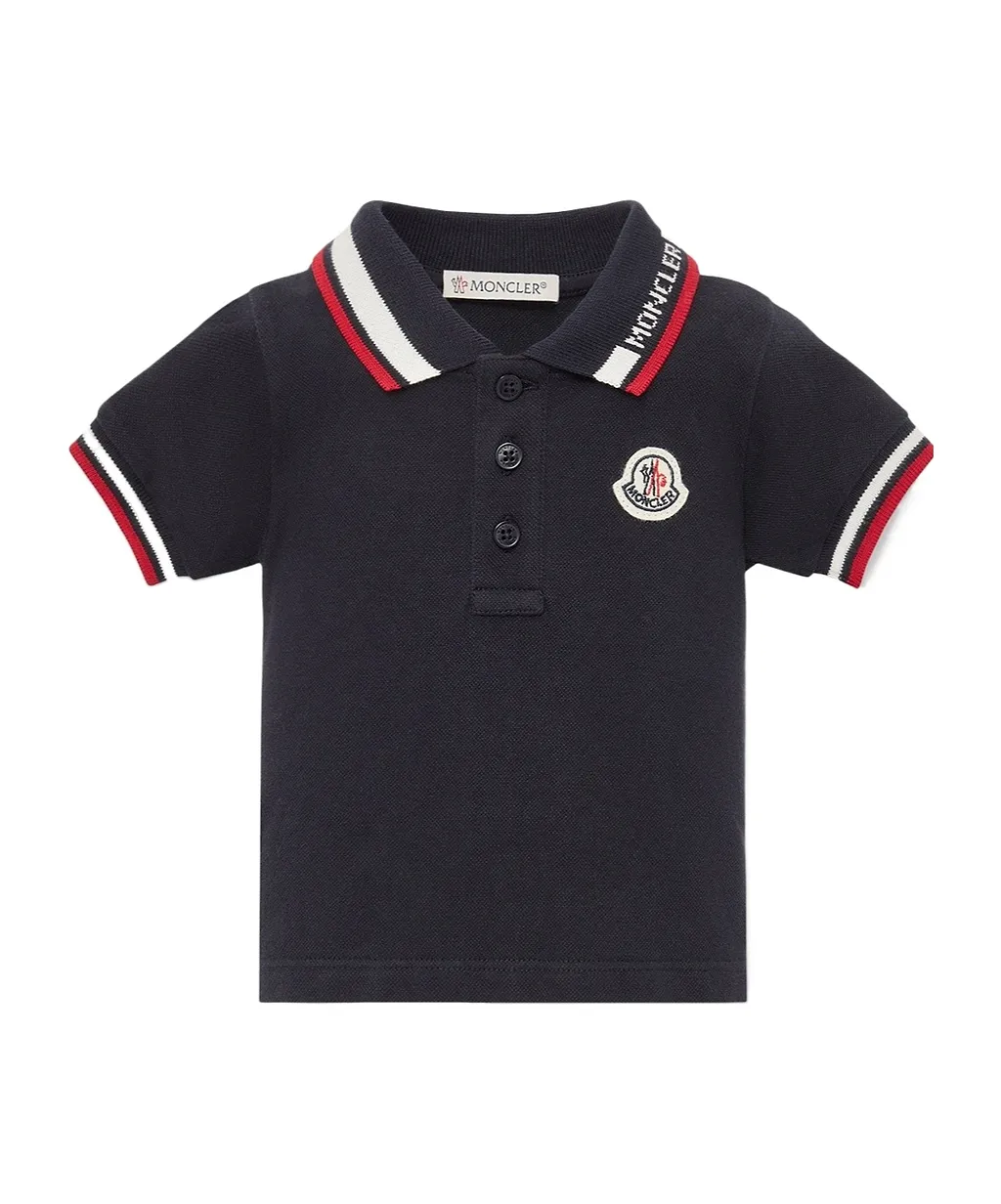 Moncler Enfant Tricolour-Trimmed Piquet Polo Shirt