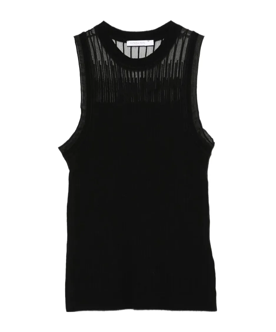 Sheer Panel Knitted Top