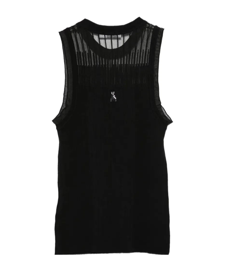 Sheer Panel Knitted Top