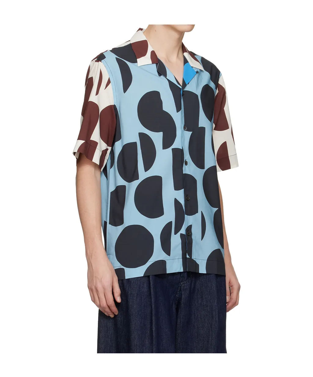 Cut-Up Dots Print Short-Sleeve Shirt