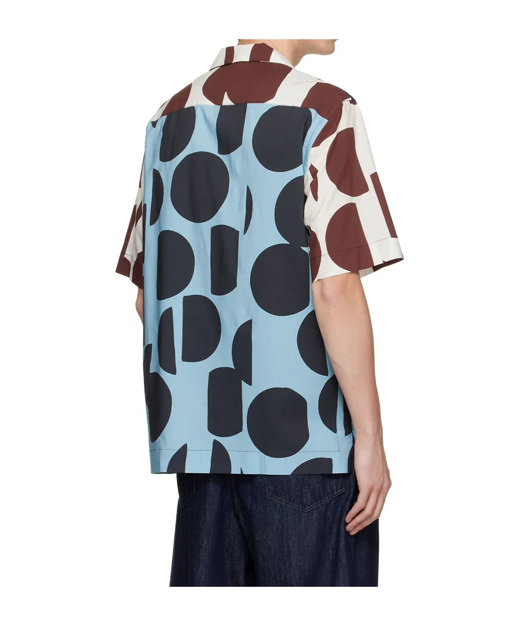 Cut-Up Dots Print Short-Sleeve Shirt