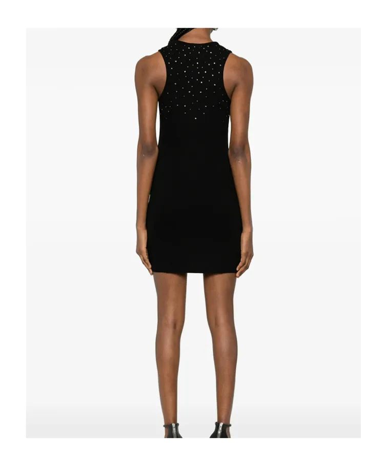 Off-White Logo Embroidered Embellished Sleeveless Dress