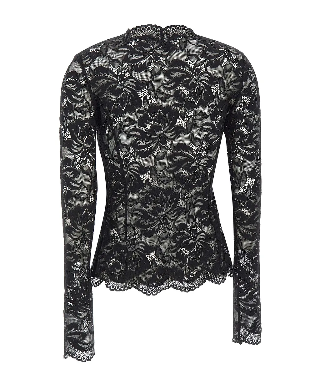 Rabanne Lace Cut-Out Long-Sleeve Top