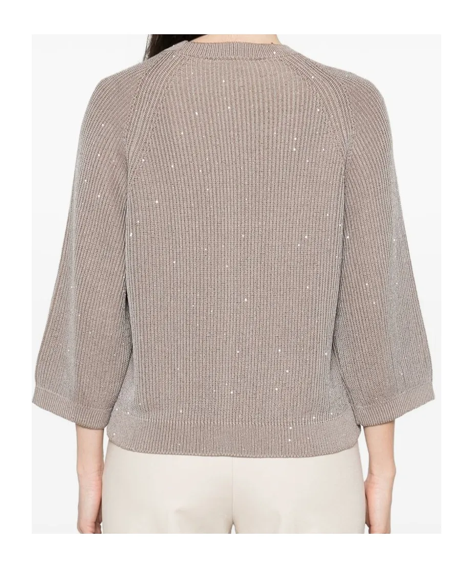 Embellished Ribbed-Knit Sweater