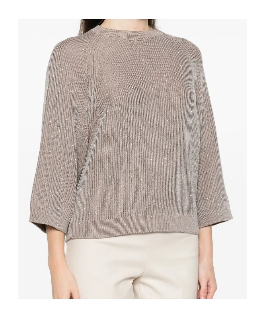Embellished Ribbed-Knit Sweater