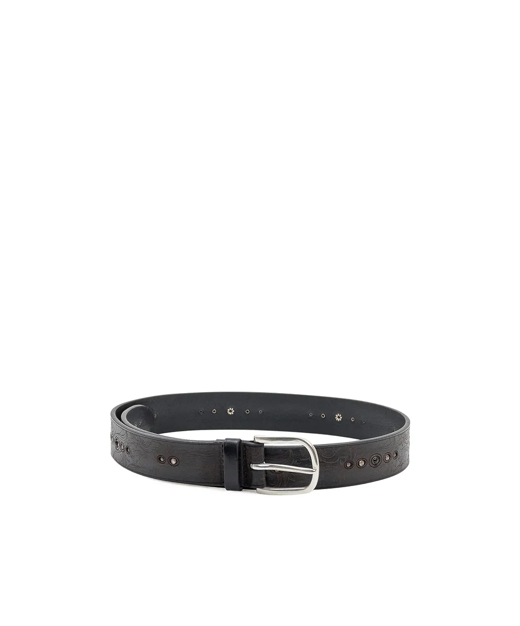 Stud-Embellished Floral-Pattern Belt
