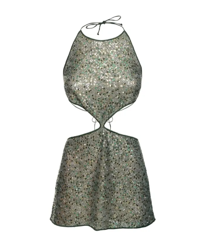 Decorative Hollowout Mini Dress