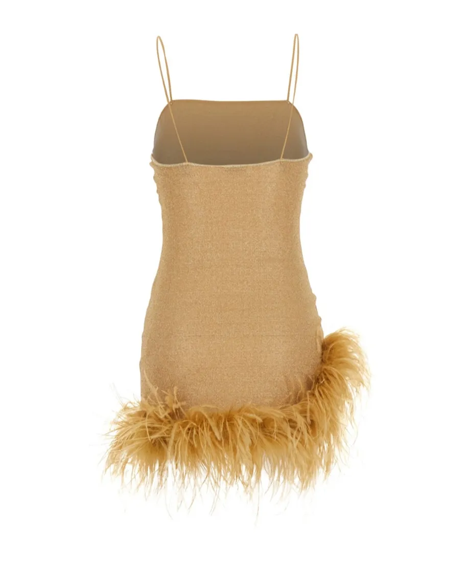 OsÉRee Lumiere Feather-Trim Mini Dress