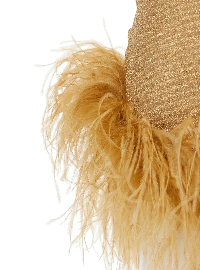 OsÉRee Lumiere Feather-Trim Mini Dress