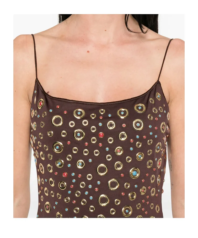 Ring-Embellishment Mini Dress