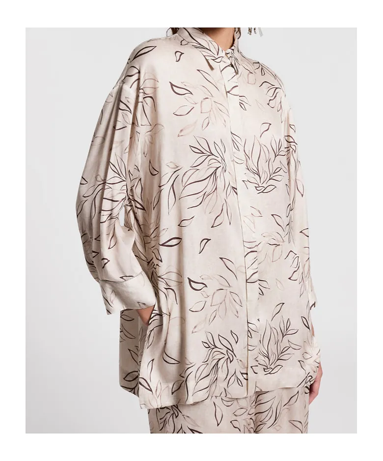 Peserico Leaf Print Longline Shirt