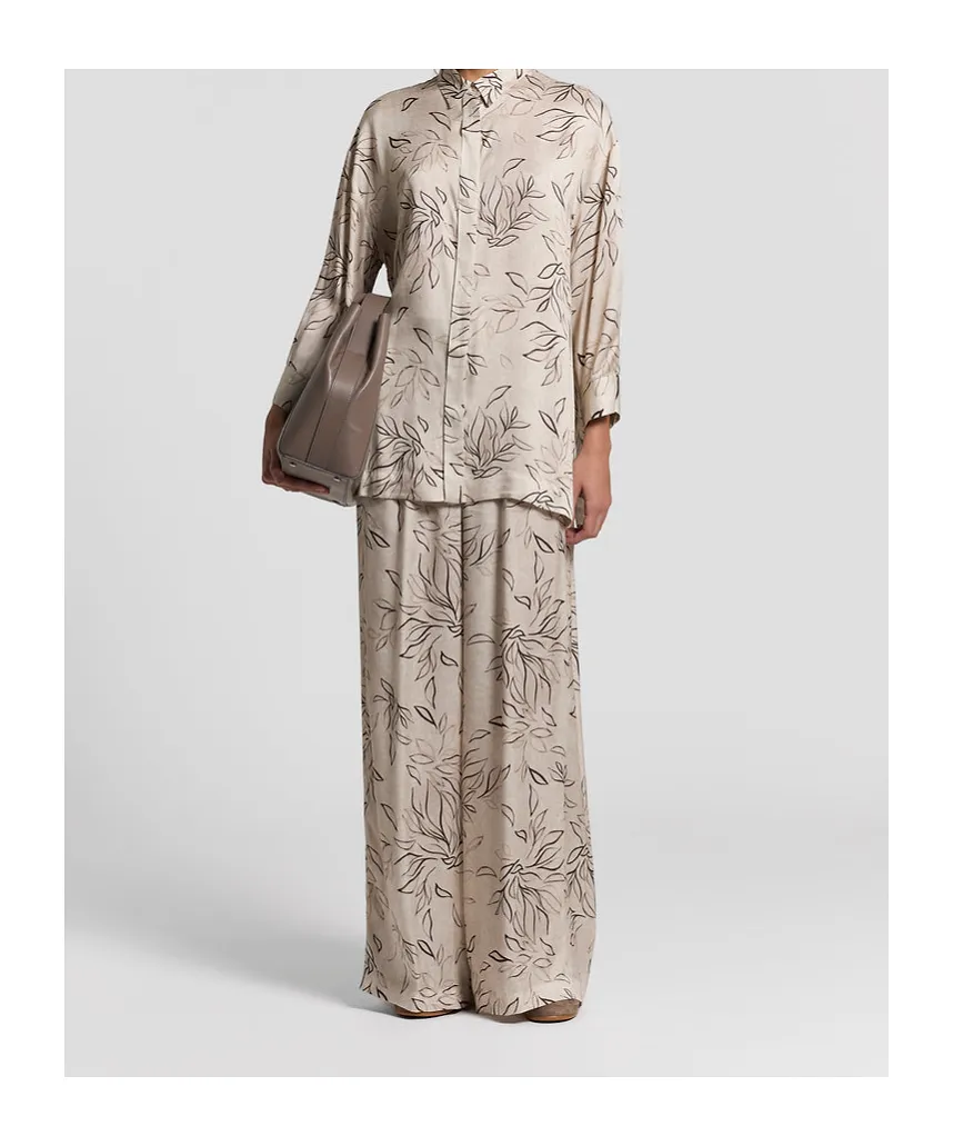 Peserico Leaf Print Longline Shirt