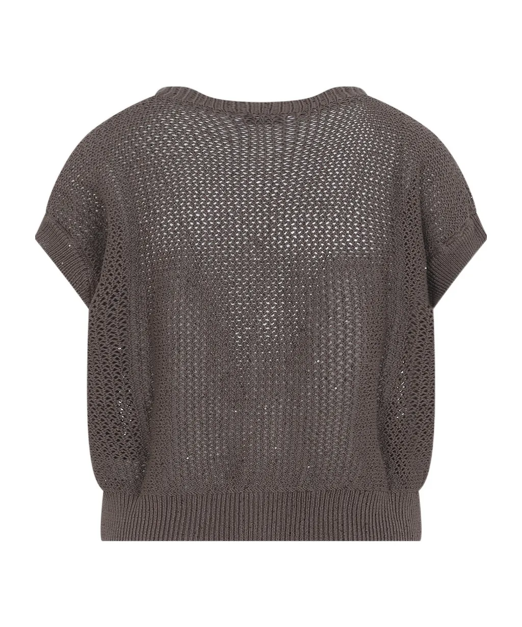 Peserico Cable Knit Buttoned Knitted Top