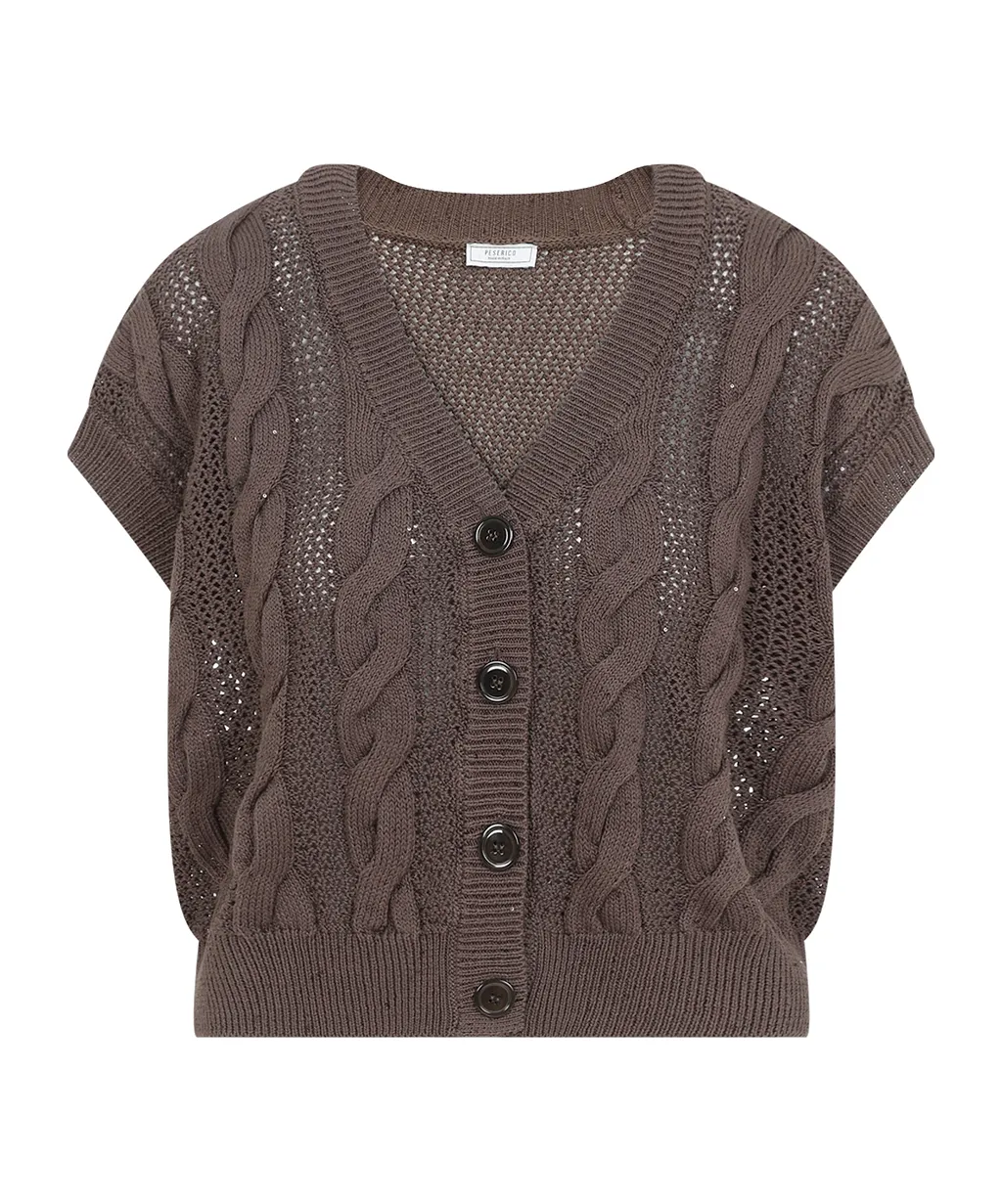 Peserico Cable Knit Buttoned Knitted Top