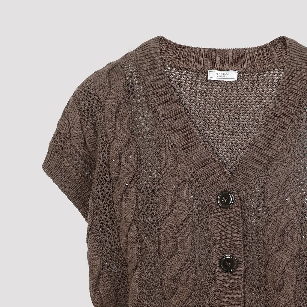 Peserico Cable Knit Buttoned Knitted Top