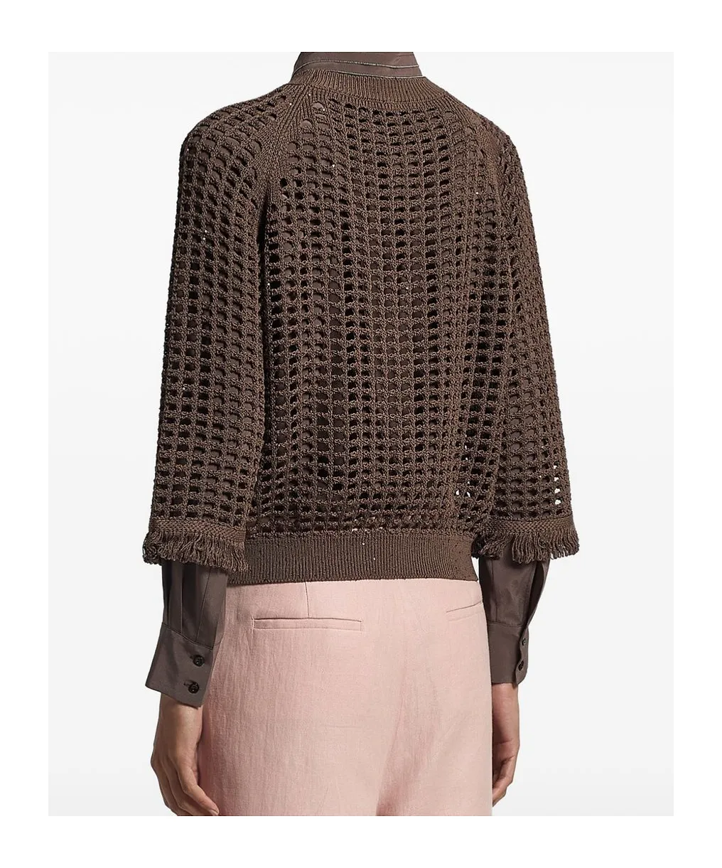 Peserico Openwork Fringed Knitted Sweater