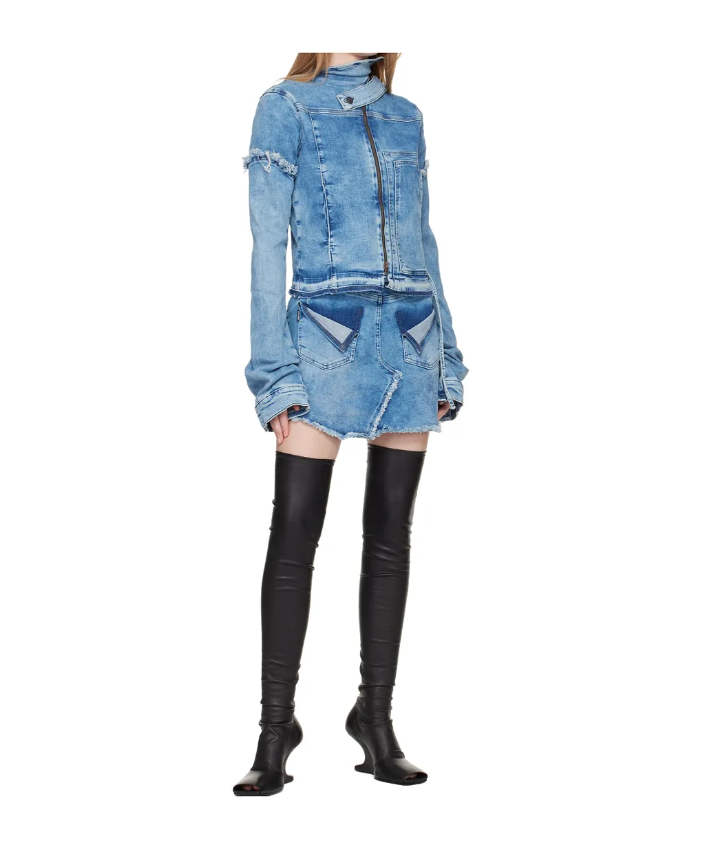 Reversed Denim Mini Skirt