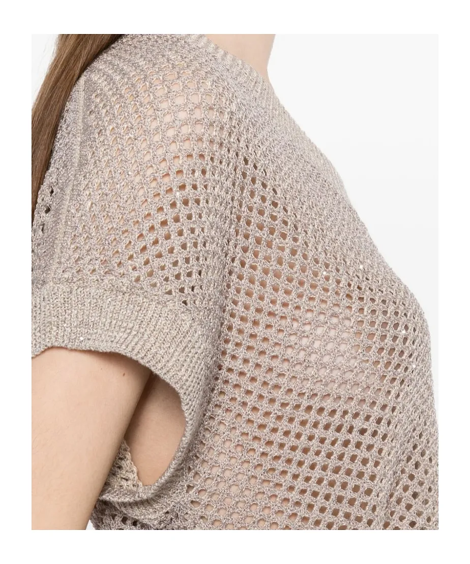 V-Neck Open-Knit Sweater