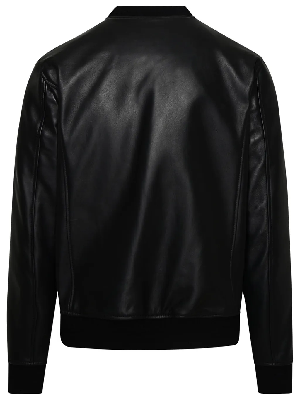Embossed-Logo Leather Jacket
