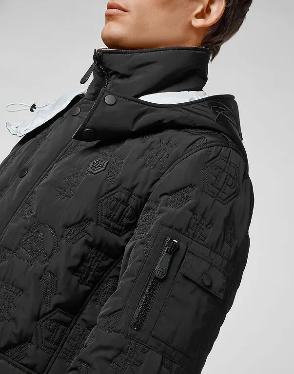 Hooded Logo Embroidered Cotton Suit