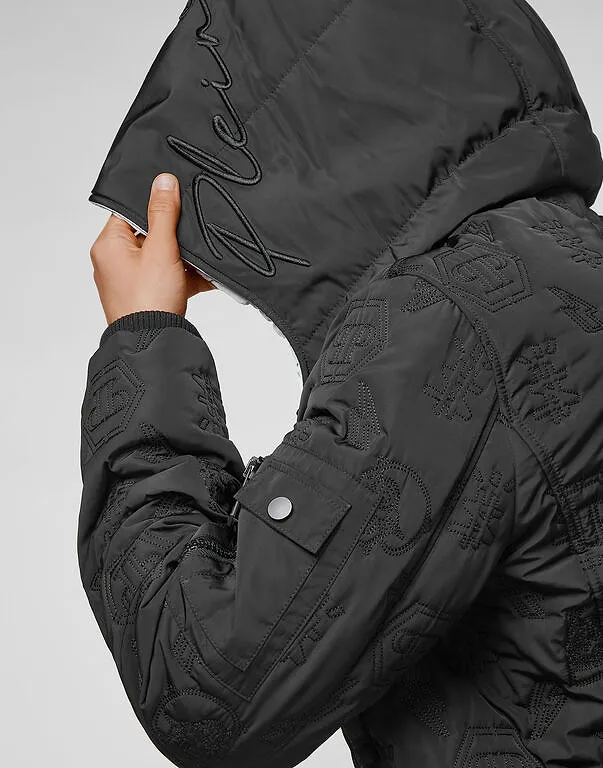 Hooded Logo Embroidered Cotton Suit