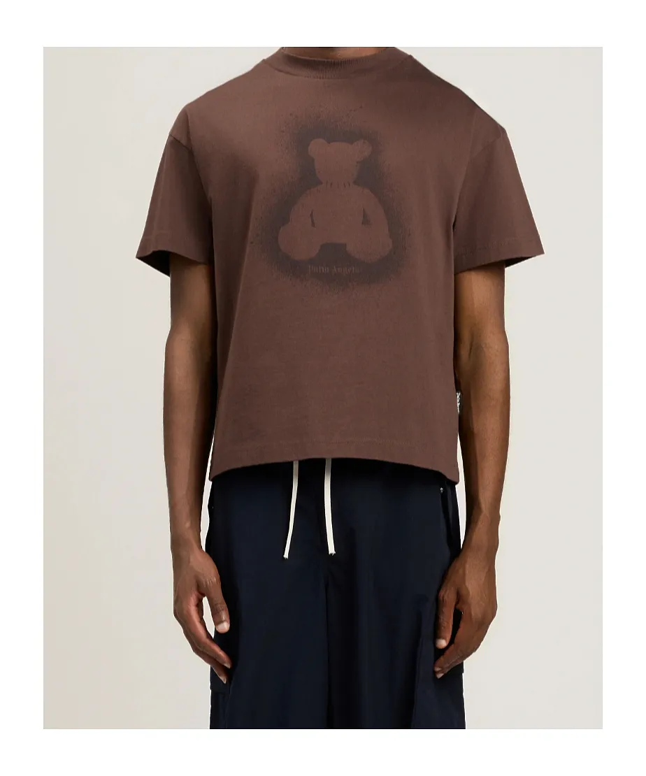 Palm Angels Spray Bear Printed Crewneck T-Shirt
